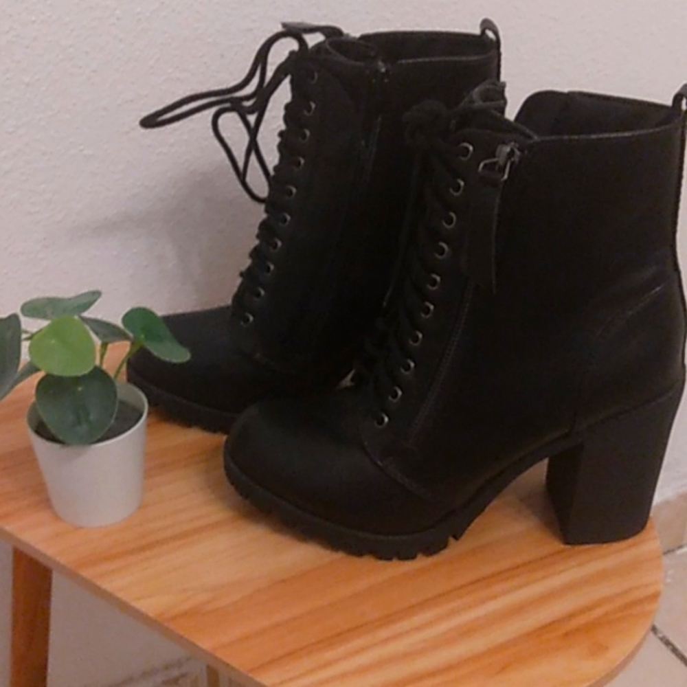 Black lace boots